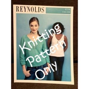 New Reynolds Yarn Ole-Ole 82258 Eyelet Raglan Pullover Tank Top Knitting Pattern
